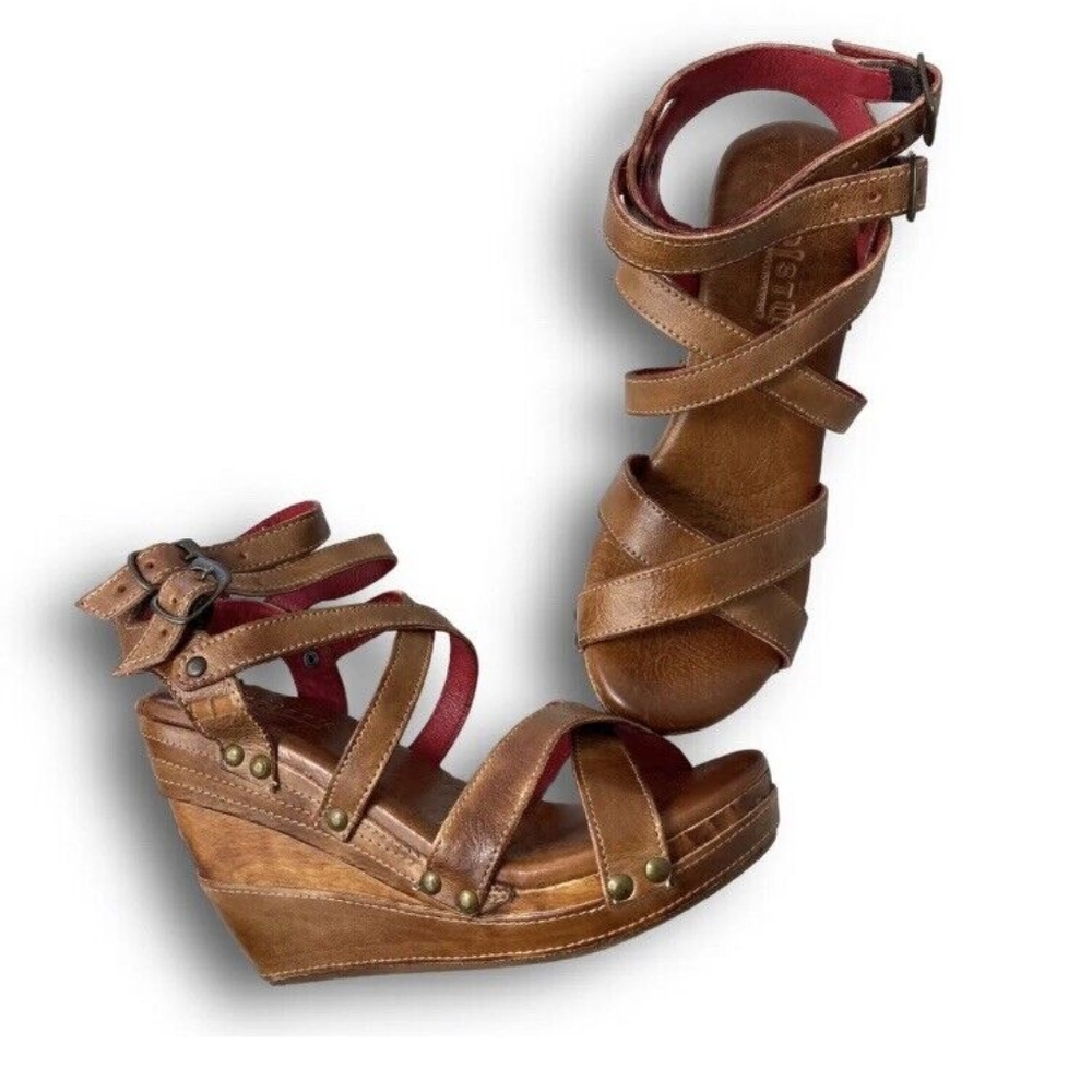 SOLD Bed Stu Juliana Tan Rustic Genuine Leather Strappy Sandals Sz 10 - Picture 5 of 14